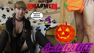 Pici boszorkány megidézi a méretes pélót és alaposan megbasszák, hogy beleélvezzen a puncijába - halloween 2020